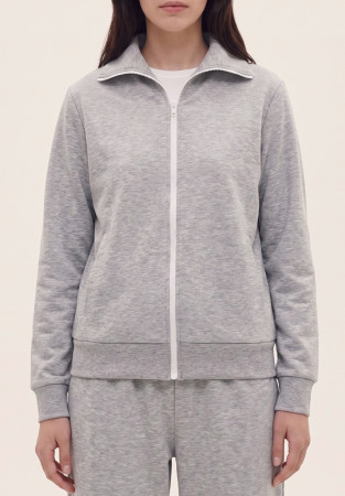 Grey melange color French Terry sweatshirt with a zipper